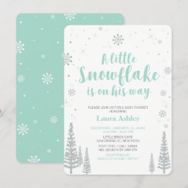 Invitación Silver Winter Wonderland, Boy Baby Shower,4.5x6.25