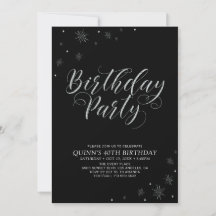 Silver y Black Modern Photo Adults Birthday Party