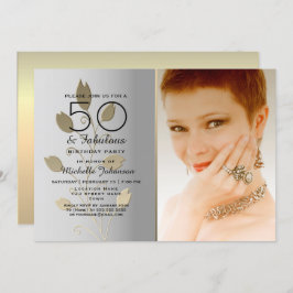 Invitación Silver y Gold Photo cumpleaños número 50