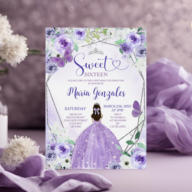 Invitación Silver y Purple Sweet Dieciséis cumpleaños (Subido por el creador)