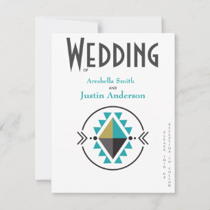 Invitación Símbolo Azteca Nativo Boda Blanca