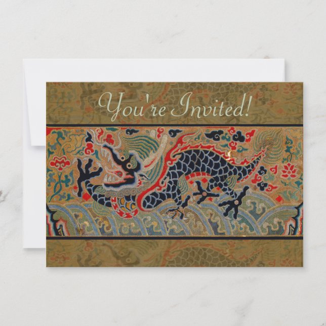 Invitación Símbolo chino de dragón asiático antiguo (Anverso)