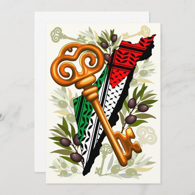 Invitación Símbolo clave palestino del derecho de retorno (Anverso / Reverso)