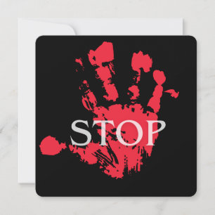 Invitación Símbolo de advertencia "STOP" con huella de mano r