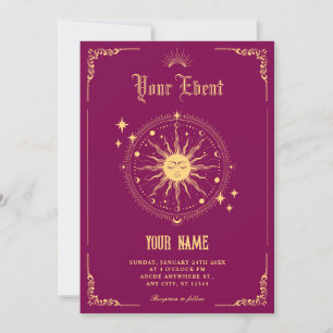 Invitación Símbolo de arte boho del sol de luna vintage