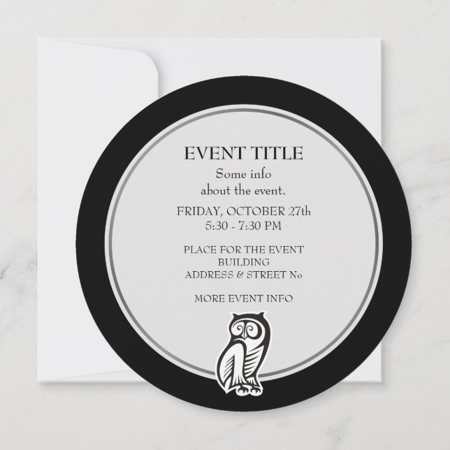 Invitación Símbolo de búho blanco (Reverso)