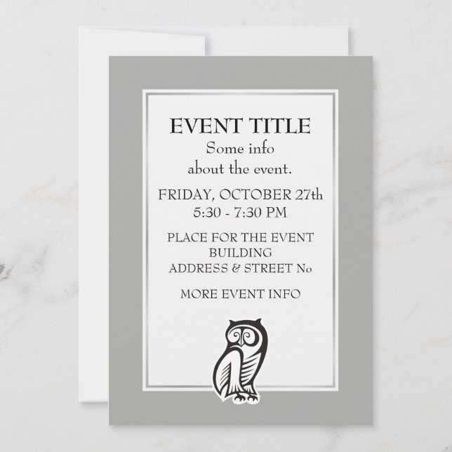 Invitación Símbolo de búho negro (Reverso)