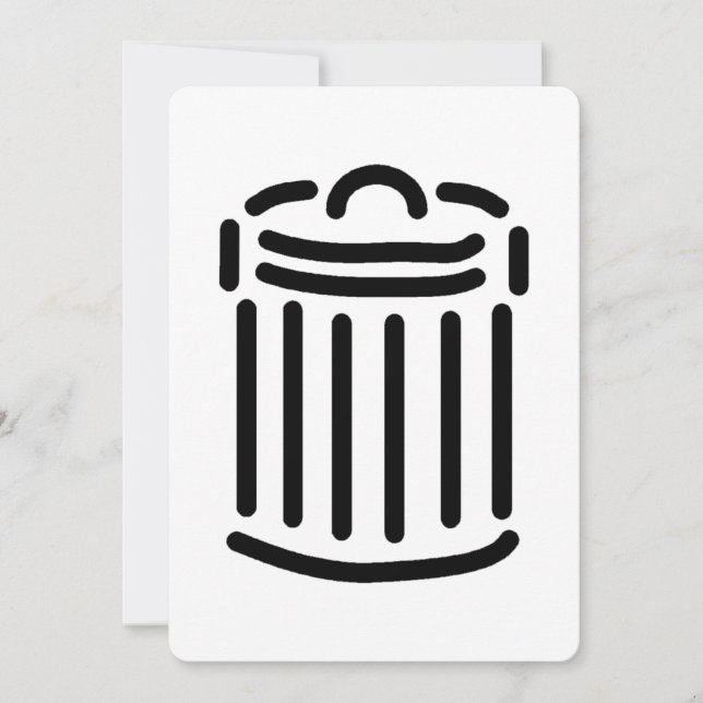 Invitación Símbolo de Cubo de Basura Negro (Anverso)