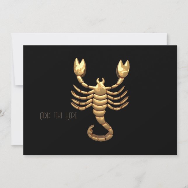 Invitación Símbolo de escorpión de tono dorado zodiaco (Anverso)