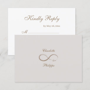 Invitación Símbolo de infinito Bodas RSVP Dorado Blanco Gris