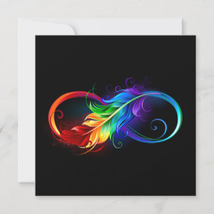 Invitación Símbolo de infinito con pluma de arcoíris