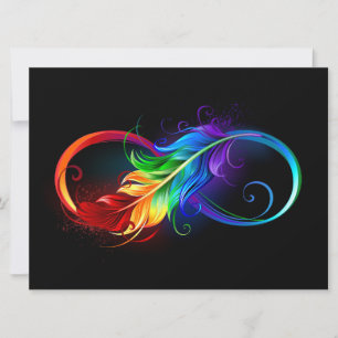 Invitación Símbolo de infinito con pluma de arcoíris