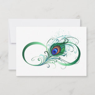 Invitación Símbolo de Infinito con Pluma de Pavo Real