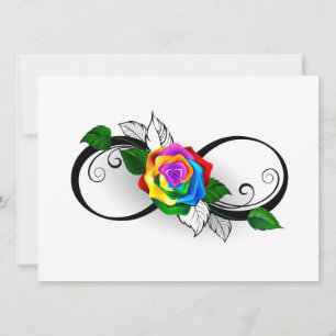 Invitación Símbolo de Infinito con Rosa de Arcoíris