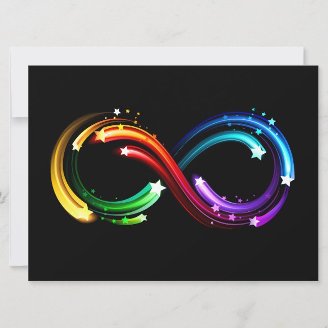 Invitación Símbolo de infinito de cometas de arcoíris (Anverso)