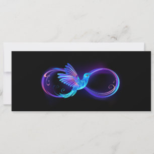 Invitación Símbolo de infinito de neón con colibrí luminoso