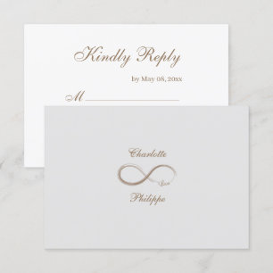 Invitación Símbolo de Infinito Dorado Blanco Gris Boda RSVP