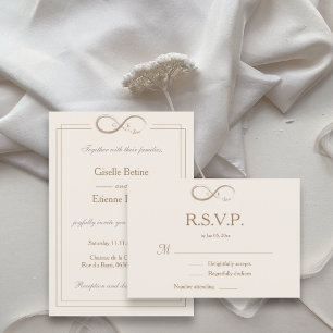 Invitación Símbolo de infinito Monograma Champagne RSVP de bo