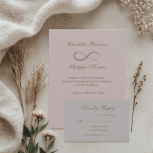 Invitación Símbolo de Infinito Polvo Rosa Gris Dorado Boda RS