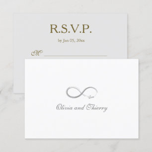 Invitación Símbolo de Infinito Único Gris Dorado Blanco RSVP 