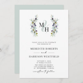 Invitación Símbolo de las ramas de olivo Boda de monograma de