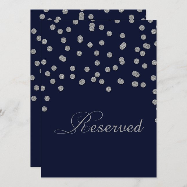 Invitación símbolo de mesa reservada de purpurina confetti na (Anverso / Reverso)