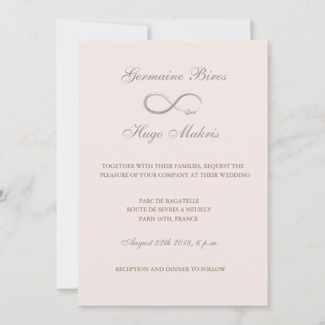 Invitación Símbolo de unión oro gris rosa elegante (Anverso)