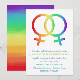 Invitación Símbolo de Venus Arcoíris   Boda Lesbiana