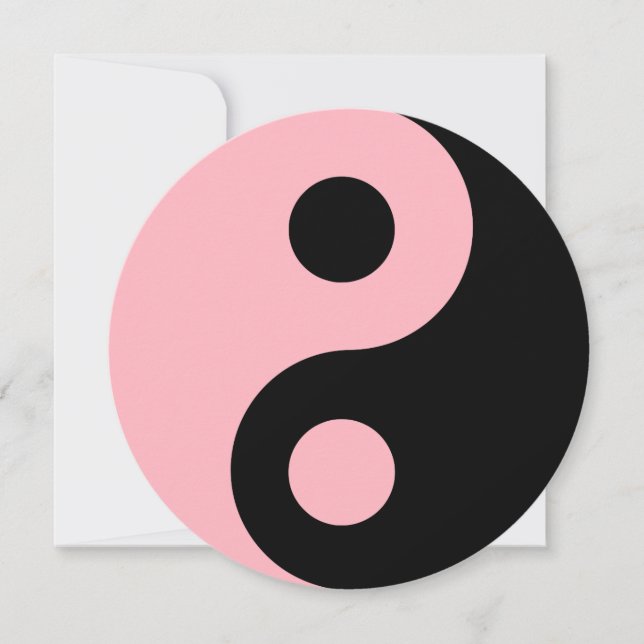 Invitación Símbolo de Yang rosa claro y negro cumpleaños (Anverso)