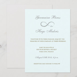 Invitación Símbolo infinito aqua oro gris elegante boda