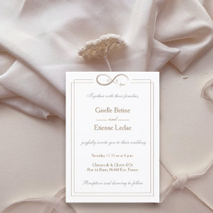 Invitación Símbolo infinito Boda dorado gris blanco