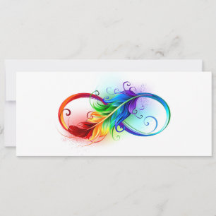 Invitación Símbolo infinito con plumas arcoiris