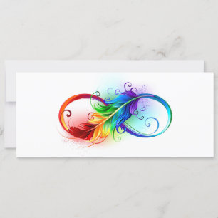 Invitación Símbolo infinito con plumas arcoiris