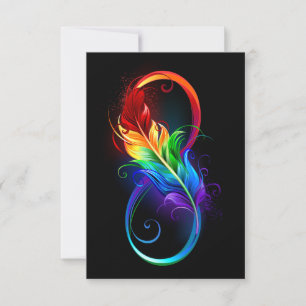 Invitación Símbolo infinito con plumas arcoiris
