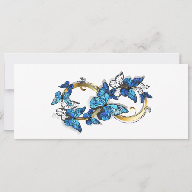 Invitación Símbolo infinito de mariposas Morpho azules (Anverso)