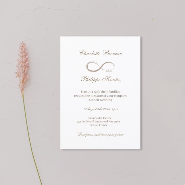 Invitación Símbolo infinito Elegante Boda Gris Blanco Oro (Subido por el creador)