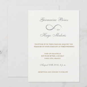 Invitación Símbolo infinito marfil gris oro elegante boda