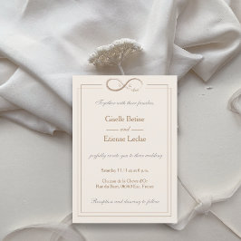 Invitación Símbolo infinito monograma Boda blanco champán