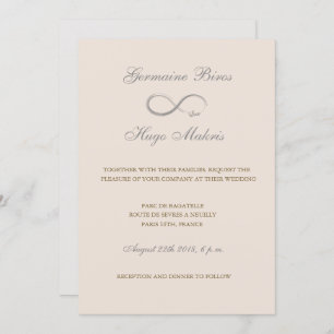 Invitación Símbolo infinito taulata oro gris elegante boda