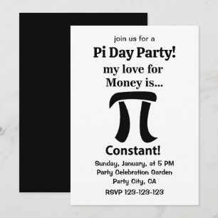Invitación Símbolo Pi Divertido Mi Amor Por Dinero es Símbolo