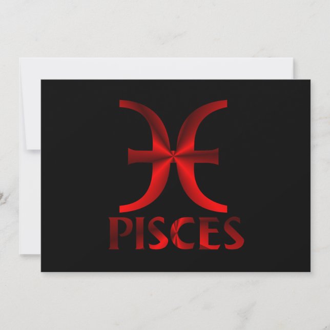 Invitación Símbolo rojo del horóscopo de Piscis (Anverso)