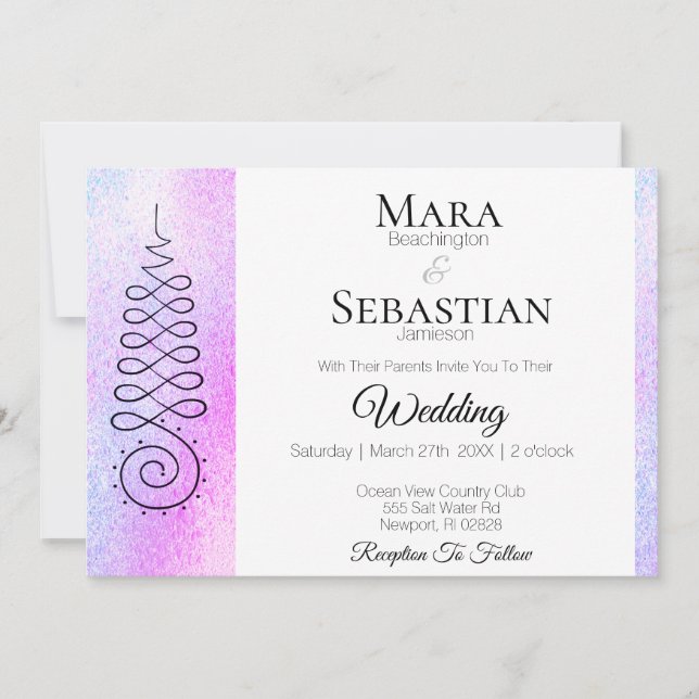 Invitación *~* Símbolo sagrado Boda Pastel espiritual (Anverso)