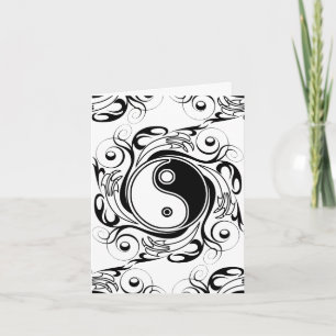 Invitación Símbolo Yin & Yang en estilo de tatuaje en blanco 