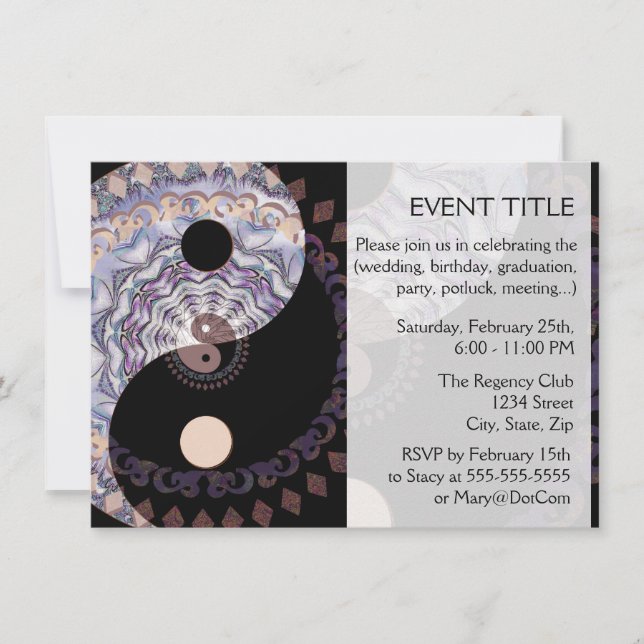 Invitación Símbolo Yin Yang Mandala (Anverso)