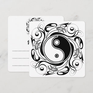 Invitación Símbolo Yin & Yang negro y blanco estilo tatuaje