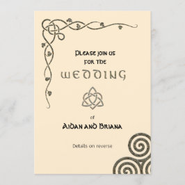 Invitación Símbolos celtas y follaje en crema moderna