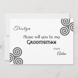 Invitación Símbolos celtas y follaje sobre blanco