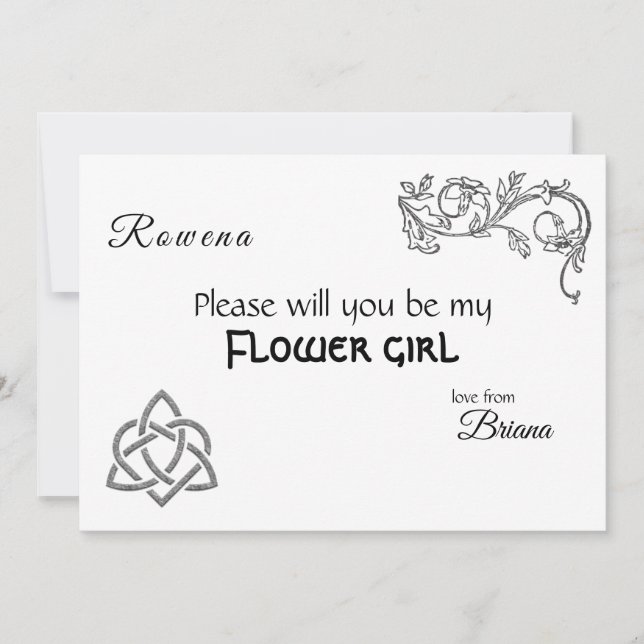 Invitación Símbolos celtas y follaje sobre blanco (Anverso)