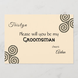 Invitación Símbolos celtas y follaje sobre crema