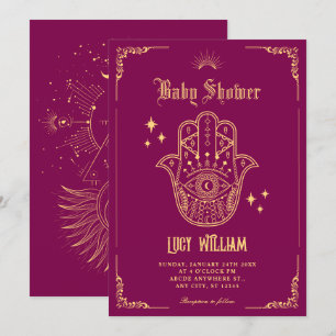 Invitación Símbolos de arte bohemio vintage para baby shower